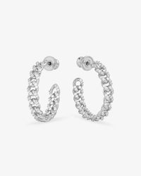 Pave Julian Chain Hoops 1"