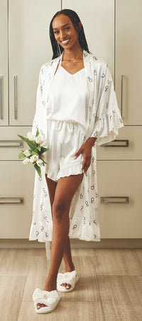 Ruffle Satin Robe