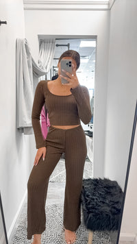 Madeline Rib Top Dark Chocolate-FINAL SALE