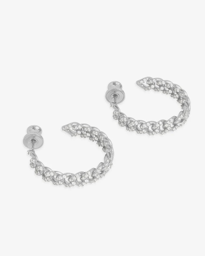 Pave Julian Chain Hoops 1"