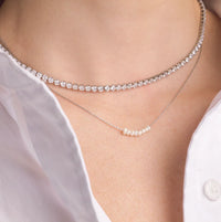 Nina Dainty Pearl Necklace - Silver
