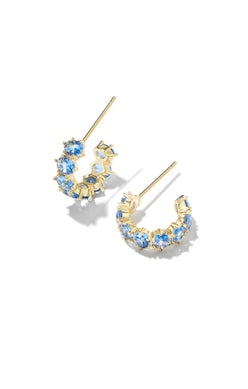 Cailin Gold Crystal Huggie Earrings in Blue Violet Crystal