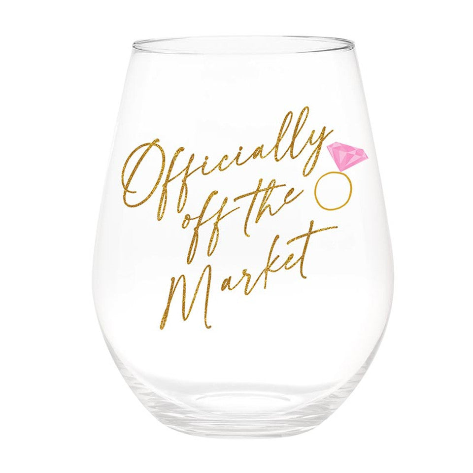 Off The Market Wedding Wine Glass
