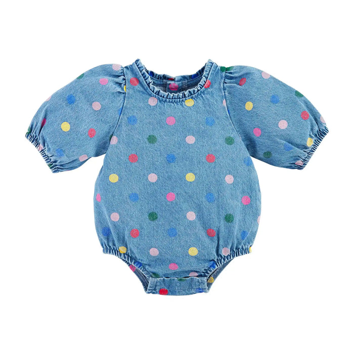 Chambray Dot Baby Bubble Onesie