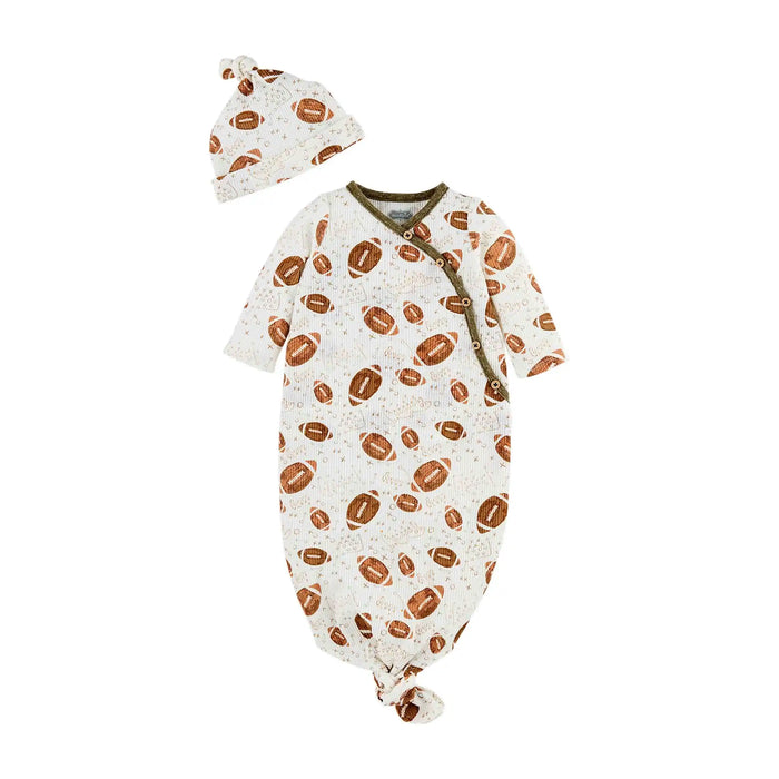 Waffle Football Gown W. Hat baby Onesie