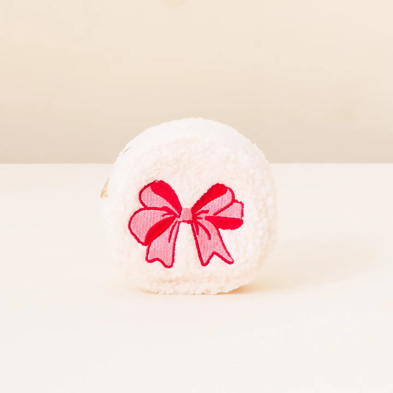 Red Bow Holiday Circle Pouch