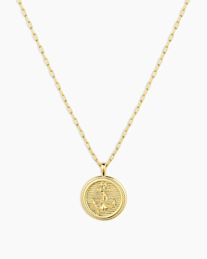 Anchor Coin Necklace - Gold