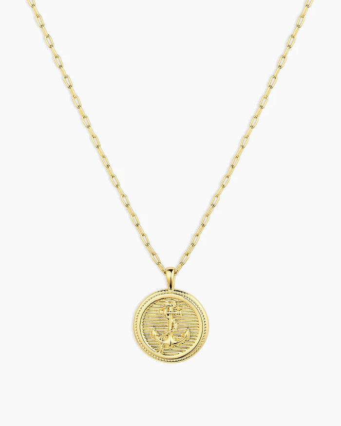 Anchor Coin Necklace - Gold