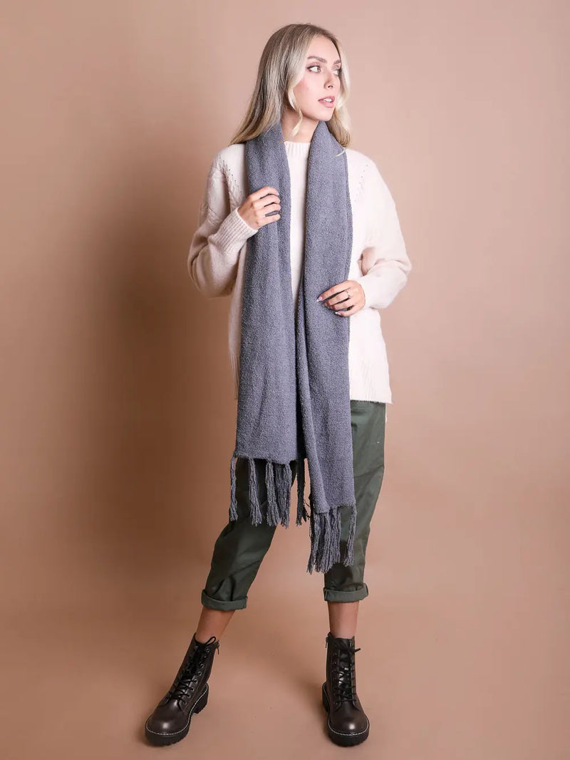 Ultra Soft Boucle Tassel Scarf