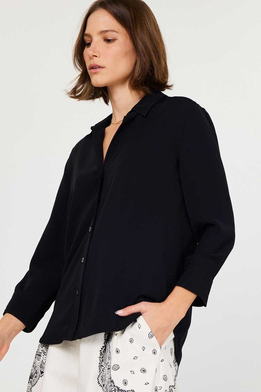 Silky Button Down Blouse