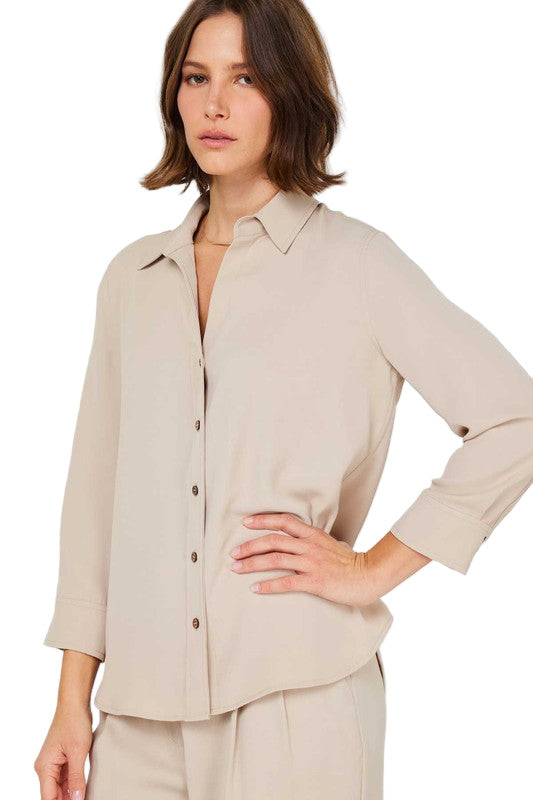 Silky Button Down Blouse
