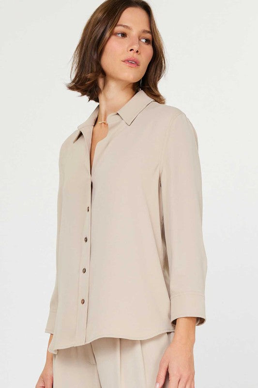 Silky Button Down Blouse