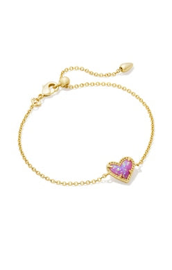 Ari Heart Delicate Chain Bracelet in Bubblegum Pink