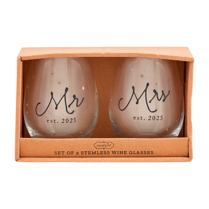 Mr. and Mrs Est. 2025 Glass Set