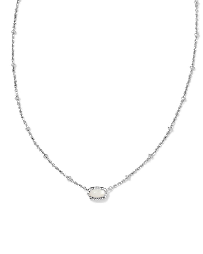 Mini Elisa Silver Satellite Pendant Necklace in Ivory Mother of Pearl