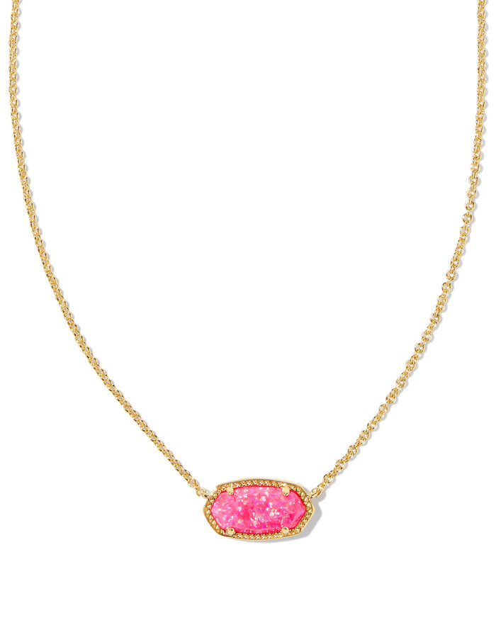 Elisa Gold Pendant Necklace in Bright Pink Kyocera Opal