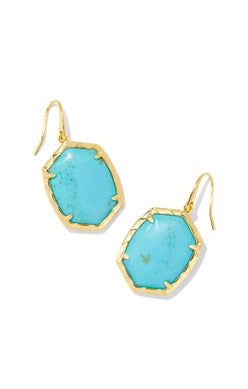 Daphne Gold Drop Earrings in Variegated Turquoise Magnesite