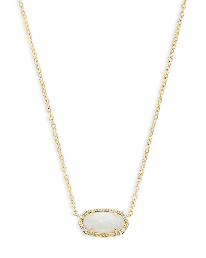 Elisa Pendant Necklace in White Opal