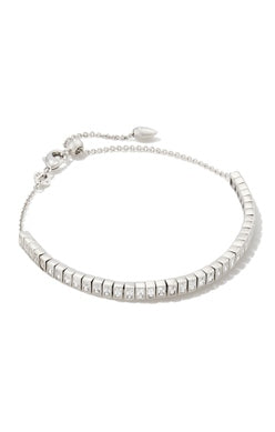 Gracie Silver Tennis Delicate Chain Bracelet in White Crystal