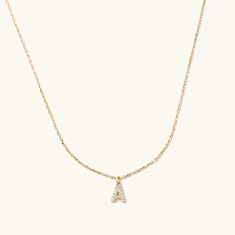 Mini Crystal Initial Charm Necklace