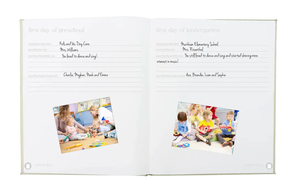 Linen Baby Memory Book and Clean-Touch Ink Pad, Ivory