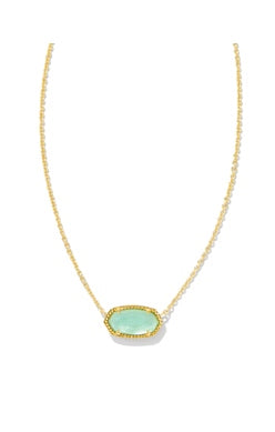 Elisa Gold Pendant Necklace in Light Green Mother of Pear