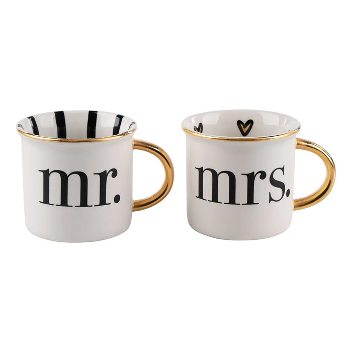 Gold Mr. and Mrs. Mug Set