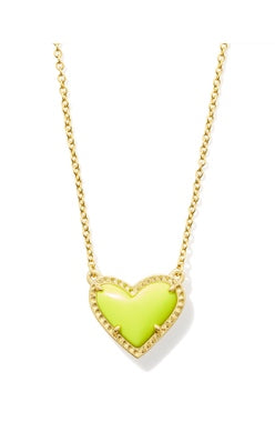 Ari Heart Pendant Necklace in Chartreuse