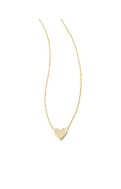 Framed Ari Heart Gold Short Pendant Necklace in Iridescent Drusy