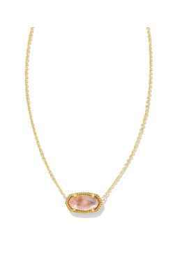 Elisa Gold Pendant Necklace in Light Pink Iridescent Abalone