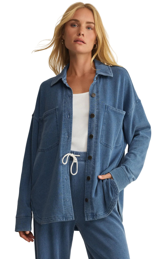 All Day Knit Denim Jacket Calypso Blue Indigo