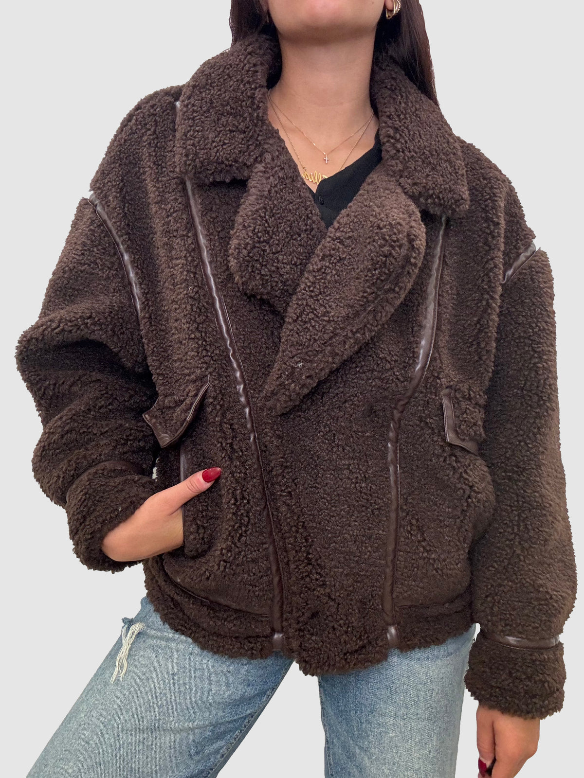 Ari Sherpa Coat Dark Chocolate