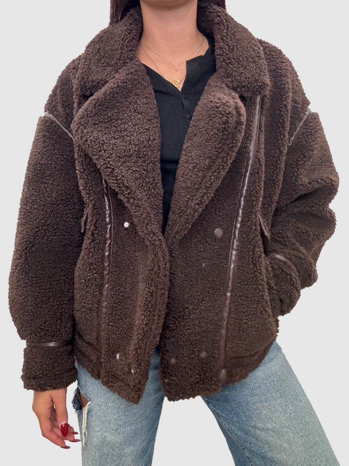 Ari Sherpa Coat Dark Chocolate