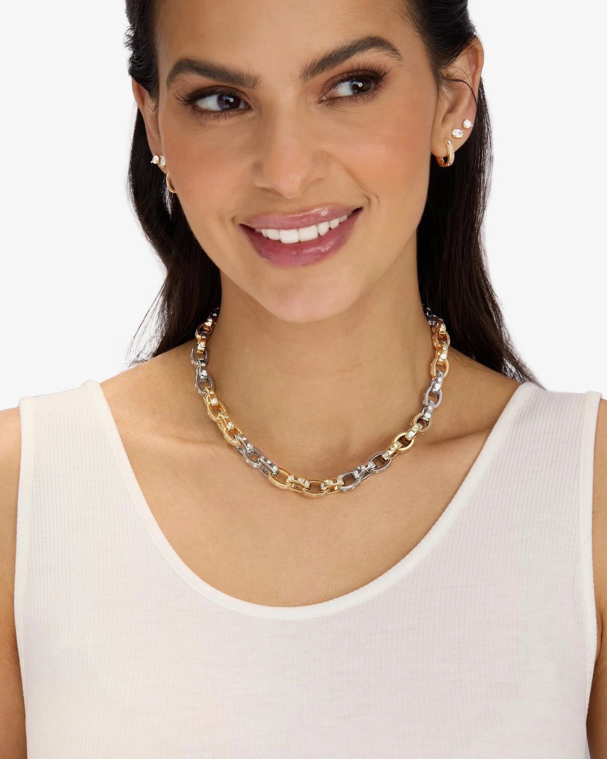 Ashley Chain Link Necklace in Two Toned