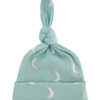 Organic Waffle Knot Beanie in Light Blue Moon