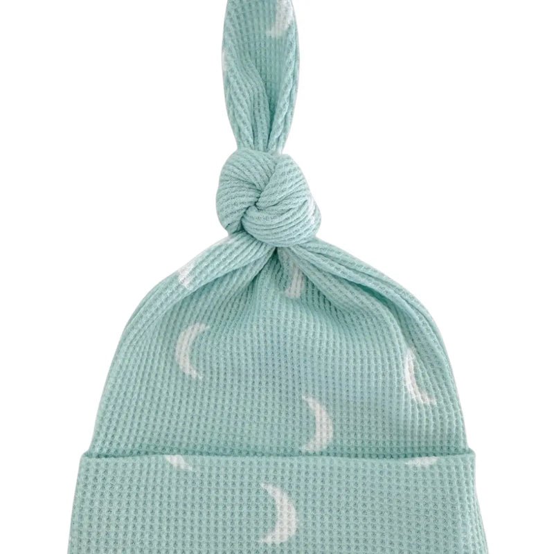 Organic Waffle Knot Beanie in Light Blue Moon