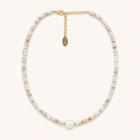 Blue Bead and Pearl Necklace
