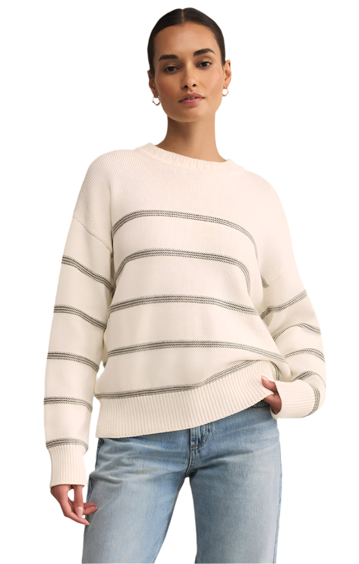 Boyfriend Striped Sweater White