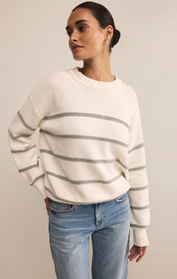 Boyfriend Striped Sweater White