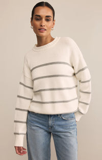 Boyfriend Striped Sweater White