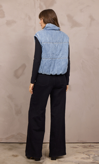 Medium Denim Tencel Puffer Vest