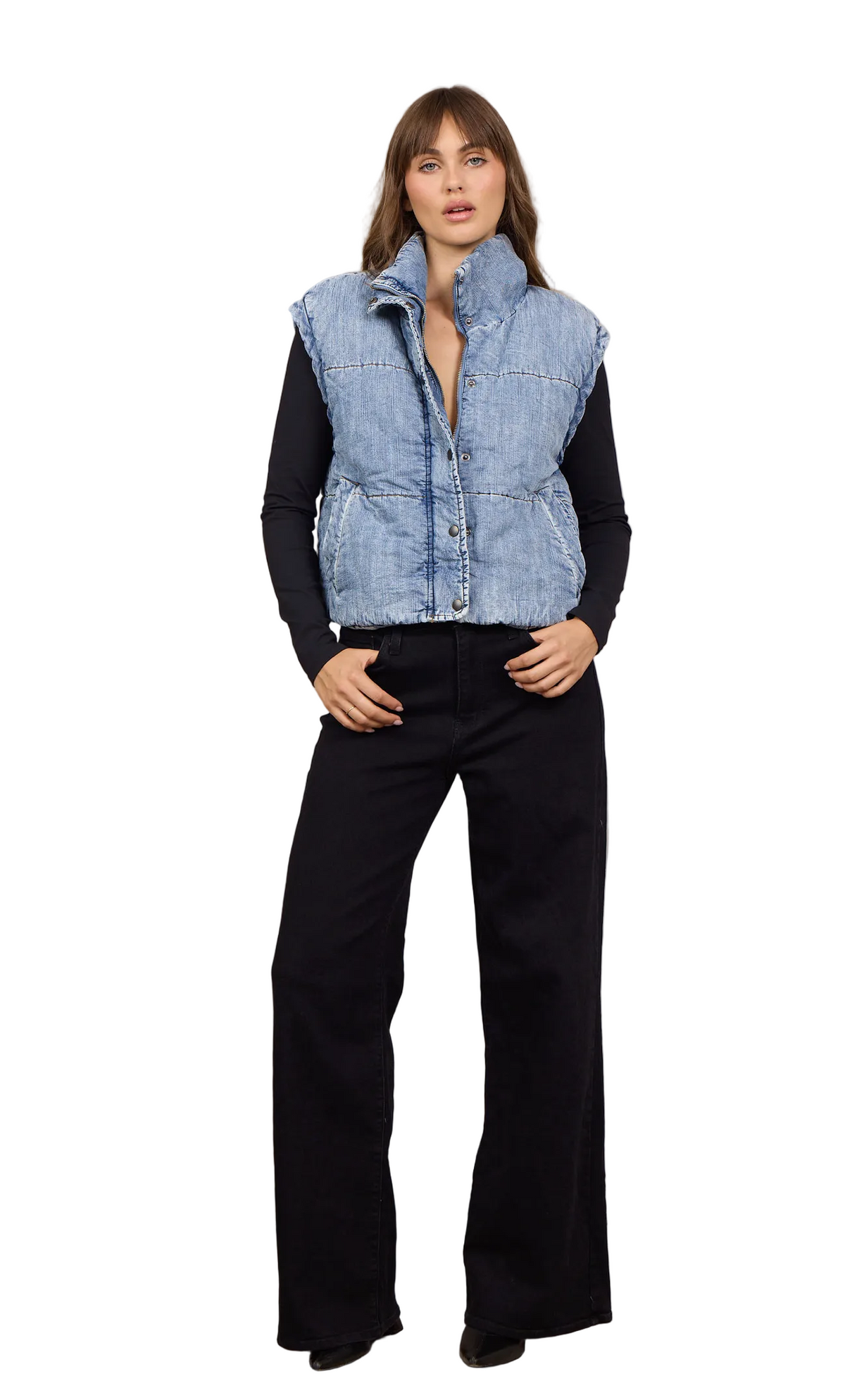 Medium Denim Tencel Puffer Vest