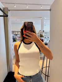 Candace White Ribbed Sweater Tank