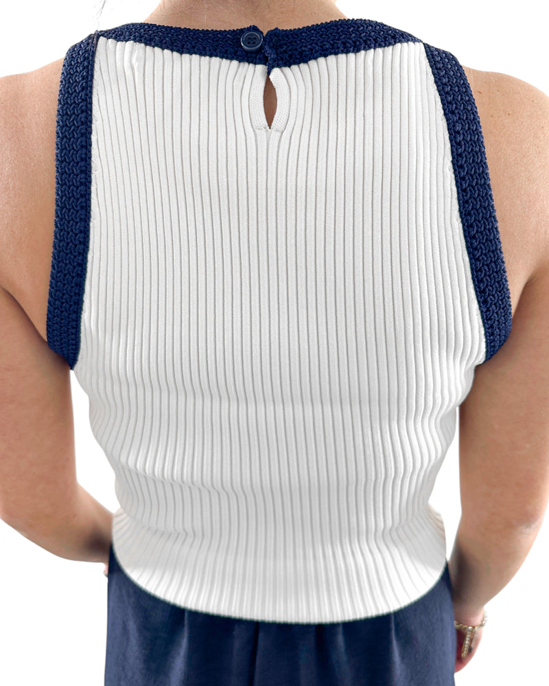 Candace White Ribbed Sweater Tank