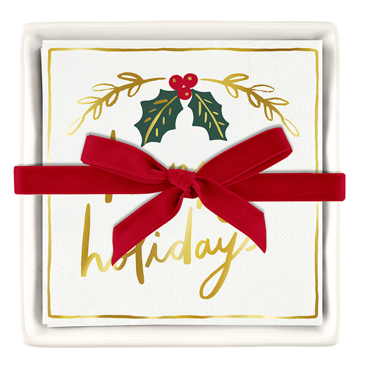 Ceramic Holiday Napkin Tray