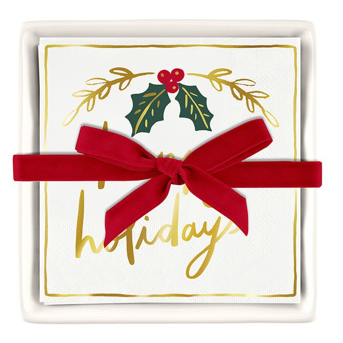 Ceramic Holiday Napkin Tray