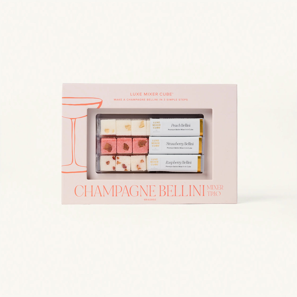 Champagne Bellini Mixer Trio, Strawberry & Raspberry