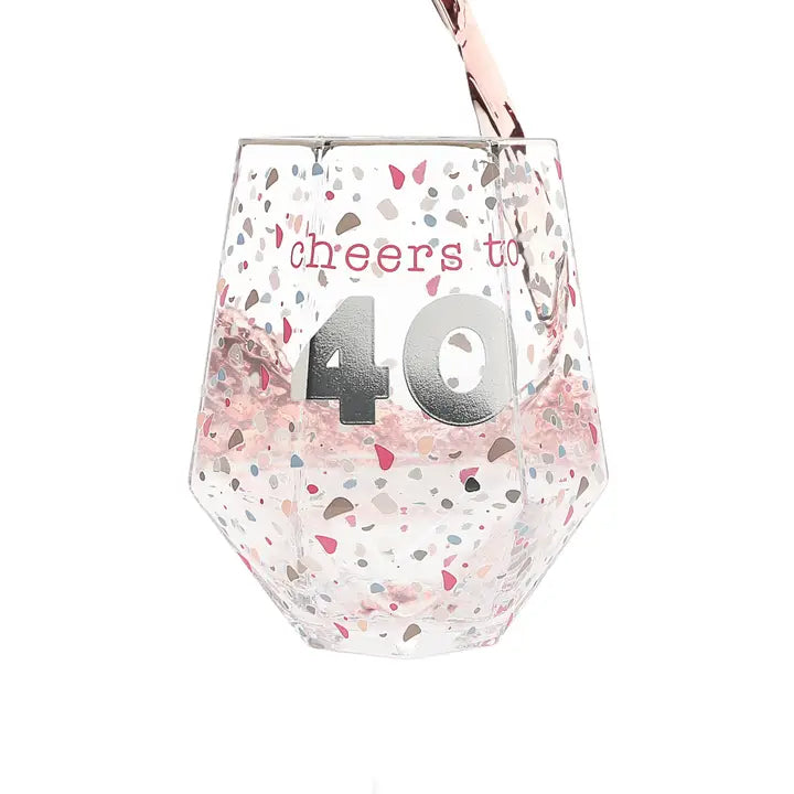 Cheers to 40 Geometric Glass