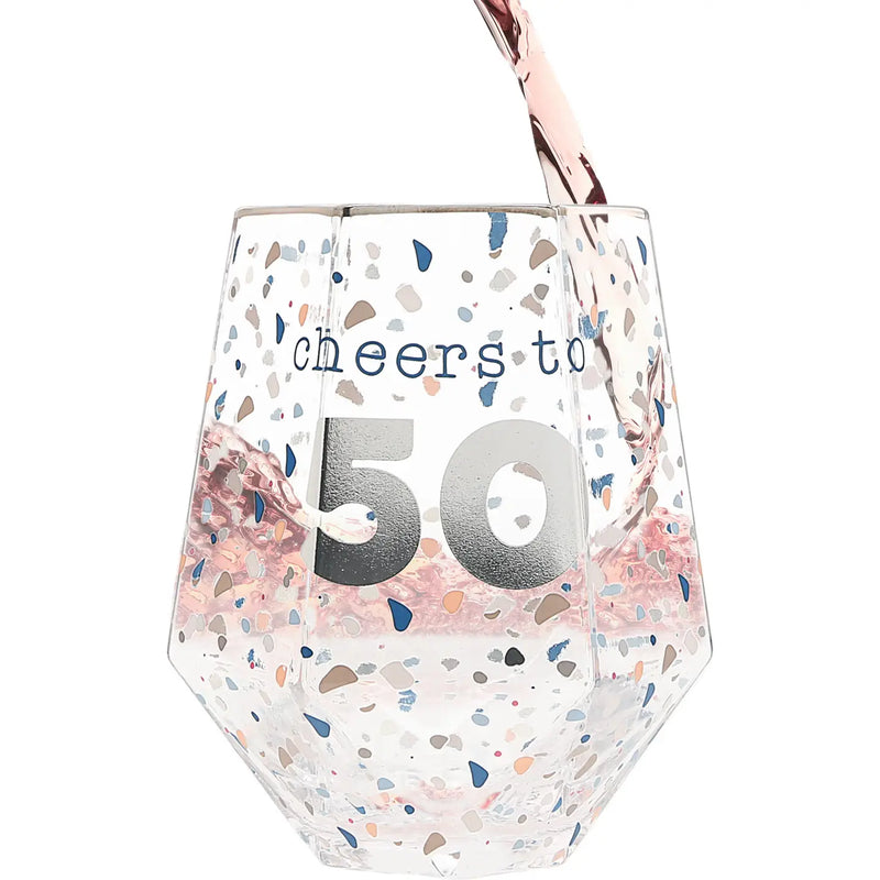 Cheers to 50 Geometric Glass