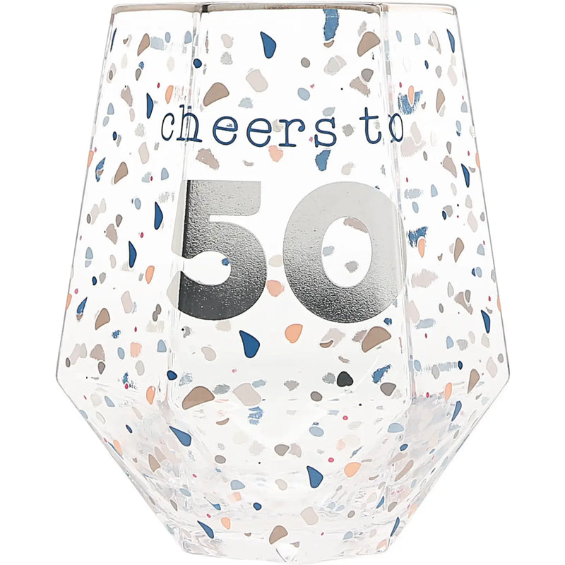 Cheers to 50 Geometric Glass
